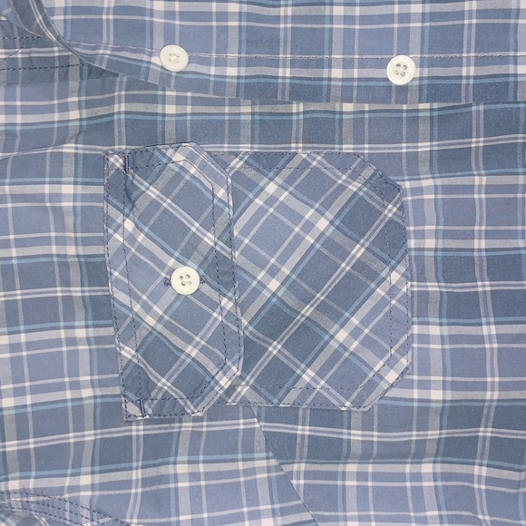 Carhartt Plaid Button-down 3/4 sleeves Women's size S 4/6 Blue Gray White summer - Picture 16 of 17